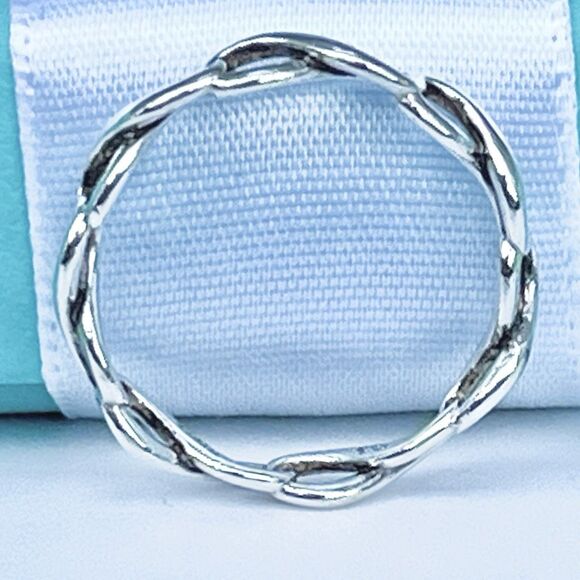 Tiffany & Co. Sterling Silver Narrow Endless Infinity Ring Band Sz 6 - Picture 12 of 16
